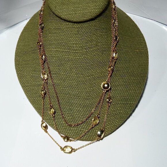 Women`s gold tone "crystal" triple layer necklace. - Picture 1 of 3